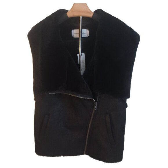 Cupcakes and Cashmere BaddieVest Black Faux Fur/Suede Asymmetrical Women’s S NWT - Picture 16 of 16